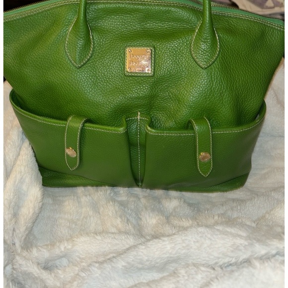 Dooney & Bourke Green Pebble Leather Crescent Tote Bag Shoulder Handbag XL EUC - Picture 7 of 16
